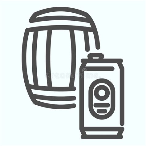 Beer Barrel Thin Line Icon Cask Of Beer With A Tap Vector Illustration