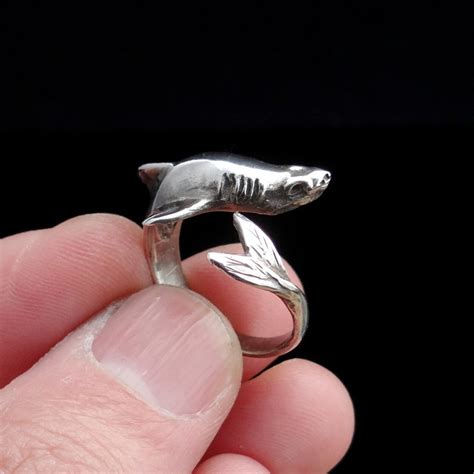 Sterling Silver Ring Shark Ring Nautical Nautical Ring Etsy