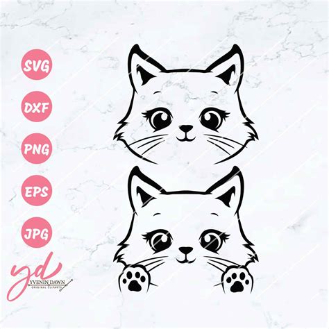 Cat Svg Cute Cat Face Svg Cute Peeking Cat Svg Cute Etsy