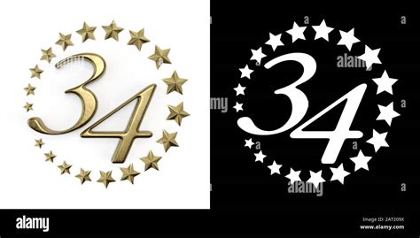 Number 34 Number Thirty Four Anniversary Celebration Design With A