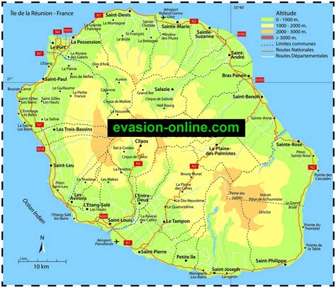 Carte de la Réunion Vacances Guide Voyage