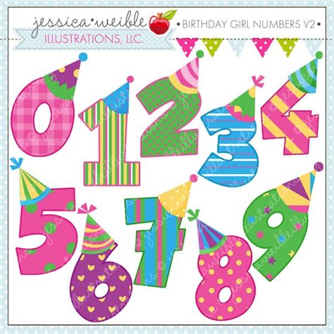 Birthday Girl Numbers V2 Cute Digital Clipart For Commercial