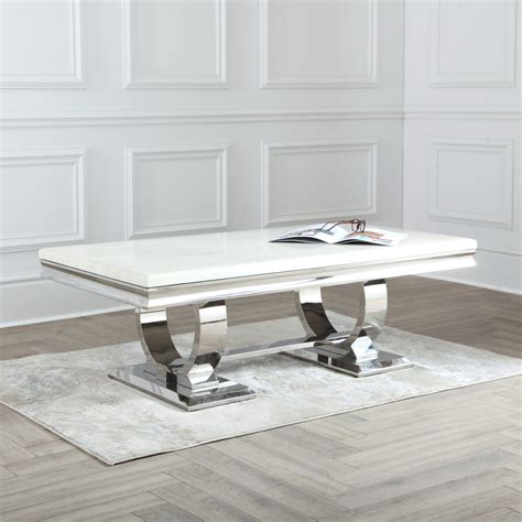 Niches Cream Coffee Table Arianna Marble Top Chrome X X Cm