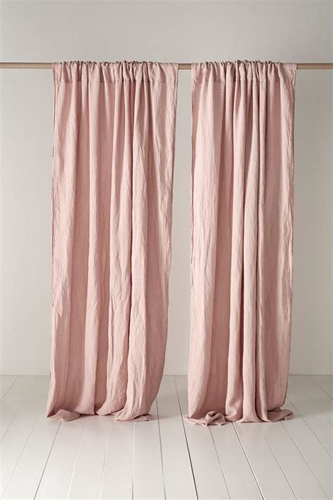 Blush Pink 100 Linen Loop Top Curtain Single From £6500