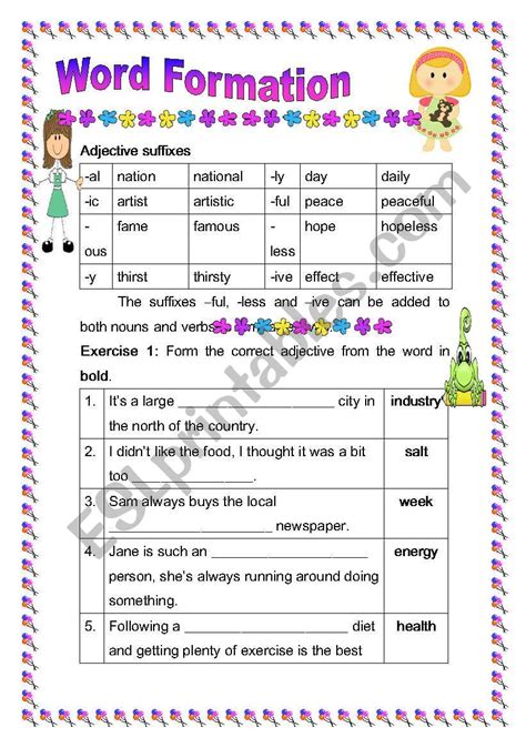 Word Formation ESL Worksheet By Yukhontorn