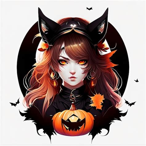 Premium AI Image | Anime halloween girl and pumpkin night