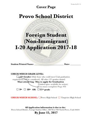 Fillable Online Provo Foreign Student Application Form Provo City