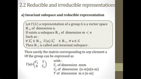 Chapter Part Reducible And Irreducible Representations Youtube