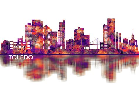 Toledo Ohio Skyline Mixed Media By NextWay Art Fine Art America