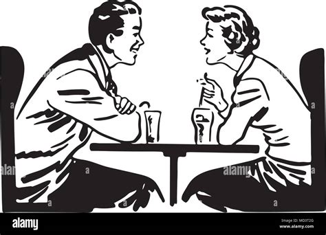 A Date Over Sodas Retro Clipart Illustration Stock Vector Image And Art