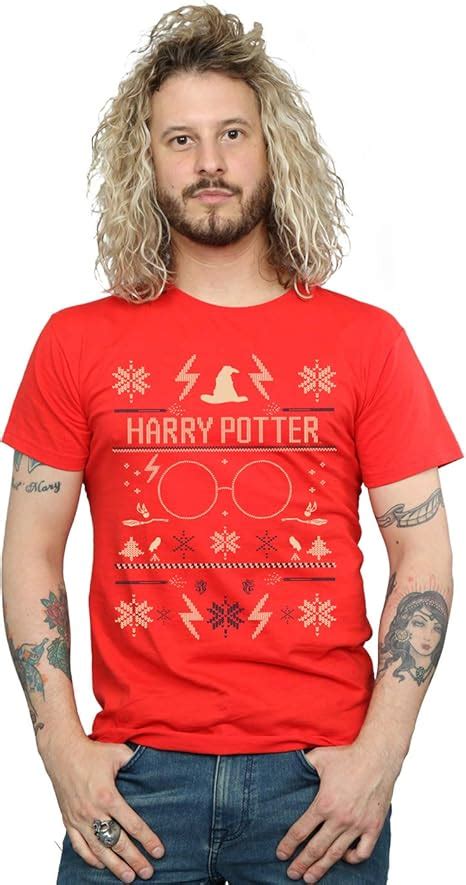 Harry Potter Mens Christmas Pattern T Shirt Uk Clothing