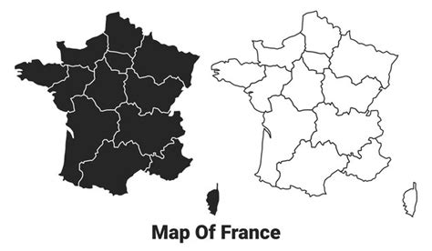 Premium Vector | Vector Black map of france country with borders of regions