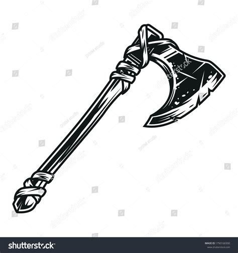 Medieval Battle Axe Wooden Handle Vintage Stock Vector (Royalty Free ...