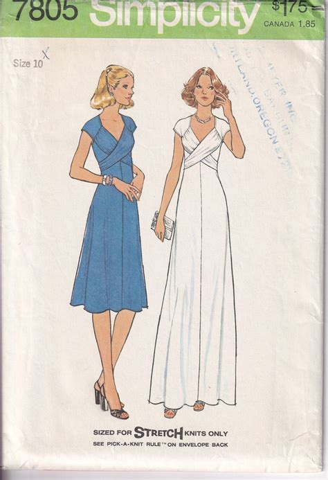 Vintage 1976 Simplicity 7805 UNCUT Sewing Pattern Misses Dress In Two