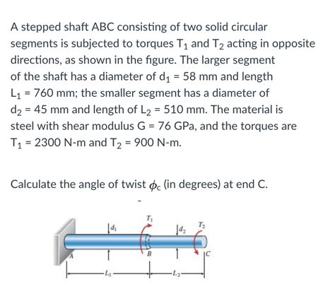 Solved A Stepped Shaft ABC Consisting Of Two Solid Circular Chegg