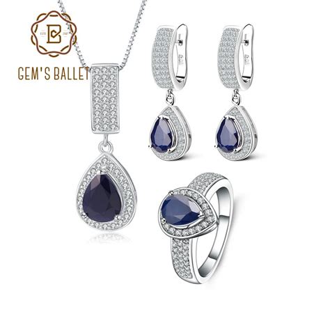 Gem S Ballet Classic Natural Blue Sapphire Gemstone Jewelry Set