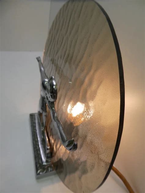 ART DECO CHROME Diana Naked Lady Statue Lamp Glass Disc Silhouette Lightshade 425 00 PicClick AU