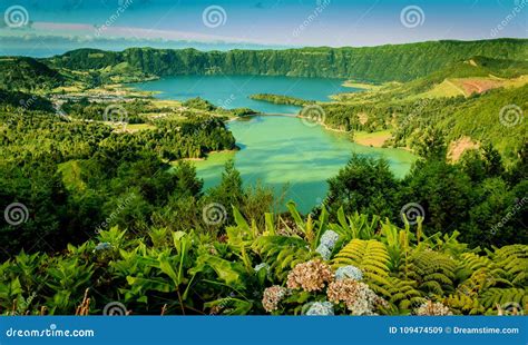 Vista Di Sete Cidades Nellisola Di Miguel Del Sao Azzorre Portogallo