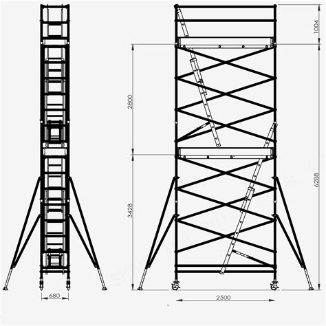 Single Width Mobile Scaffold 63m 65m Top Platform Two Levels