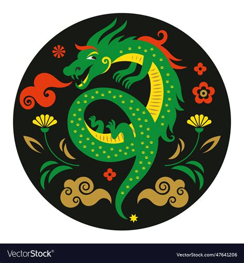 Green dragon symbol of 2024 year Royalty Free Vector Image