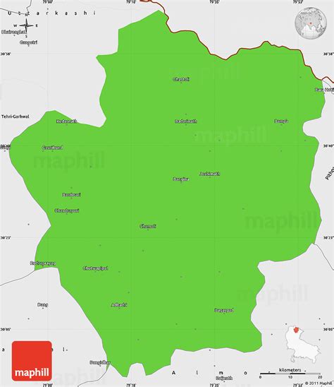 Political Simple Map Of Chamoli Single Color Outside Borders And Labels