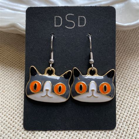 Cute Cat Earrings Etsy