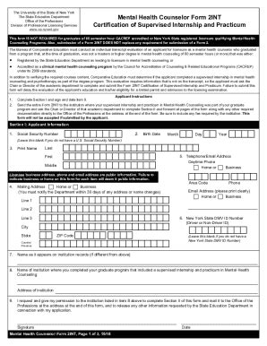 Fillable Online Mental Health Counselor Form Int Certification Of