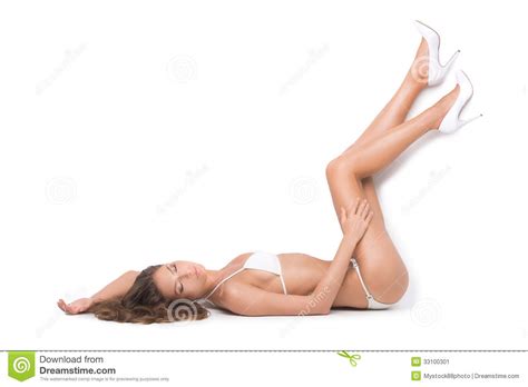 Mujer En El Bikini Blanco Imagen De Archivo Imagen De Horizontal