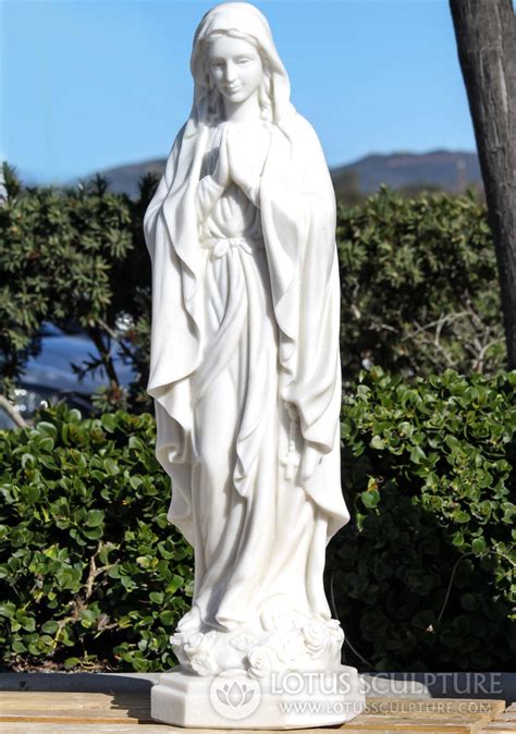 White Marble Standing Virgin Mother Mary In Prayer Sculpture Perfect