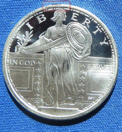 Troy Oz Solid Silver Standing Liberty Round Fine Apmex