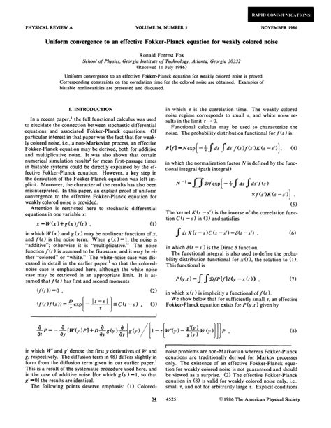 PDF Uniform Convergence To An Effective Fokker Planck Equation For