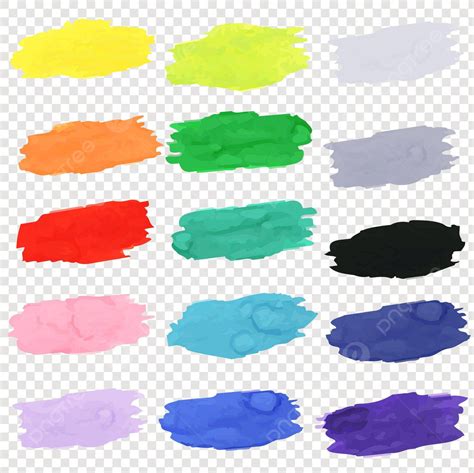 Bright Blot Set With Transparent Background Yellow Wet Brush Vector