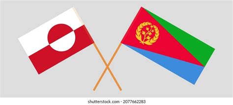 Crossed Flags Greenland Eritrea Official Colors Stock Vector Royalty