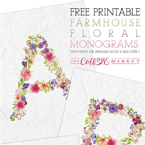 Free Printable Floral Monograms - The Cottage Market