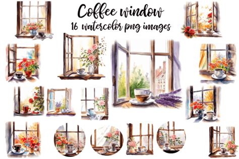 Coffee Window Clipart Graphic By Retrowalldecor Creative Fabrica