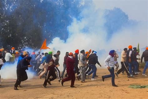 Farmers Protest Farmers Protest Tear Gas Fired As Farmers Gather At