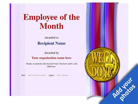 Free employee of the month certificate templates