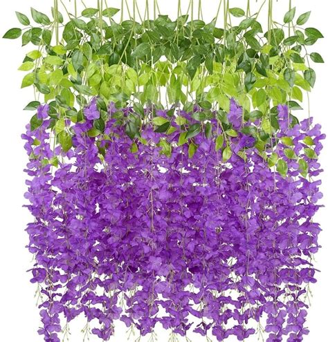 Wisteria Hanging Flowers 6 Pack 3 6 Feet Fake Wisteria Garland Silk