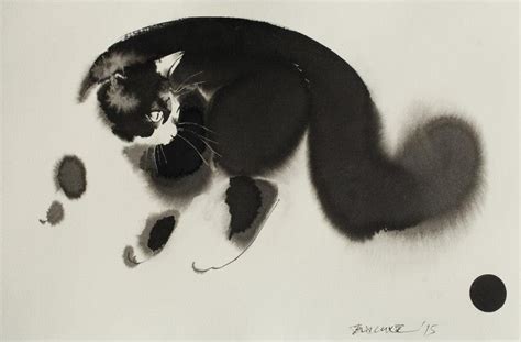 Ethereal Watercolor And Black Ink Cats That Fade Into The Canvas By