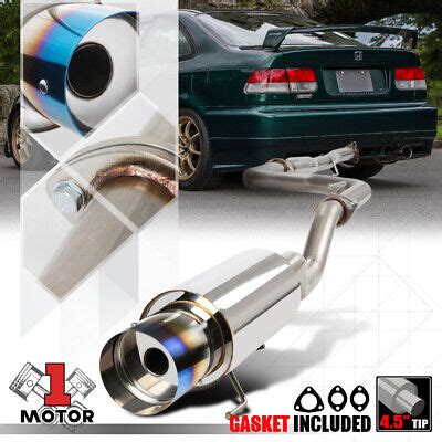 SS Catback Exhaust System 4 5 Burnt Tip Muffler For 92 00 Honda Civic