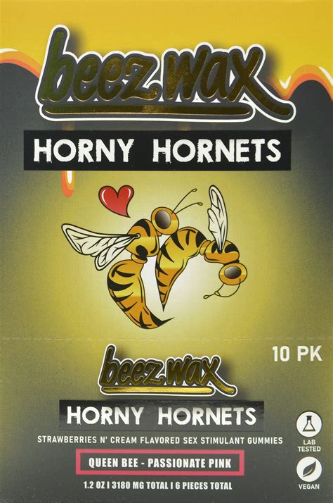 Horny Hornets Female Sex Gummies Queen Bee Passionate Pink 3180mg 6pc Bag 10bag Box Sema