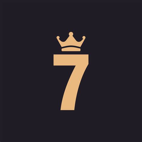 Luxury Vintage Number 7 Throne With Crown Classic Premium Label Logo