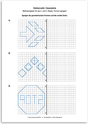 Arbeitsblatt Mathematik Geometrie Geometrische Formen Spiegeln Nr 3 Pdf