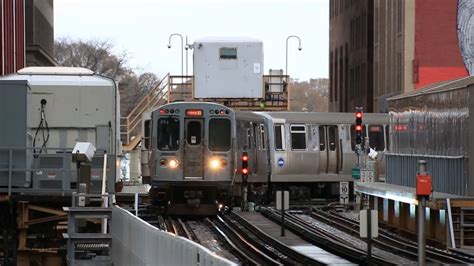 【アメリカ】 シカゴの高架鉄道 ループのtジャンクション 電車の往来 Chicago L The Loop T Junction