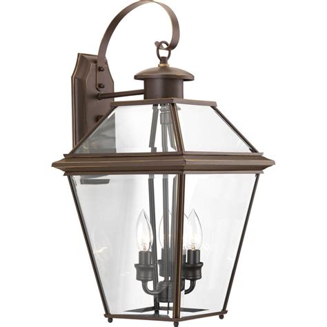 Progress Lighting Burlington Collection 3 Light Outdoor Antique Bronze Wall Lantern P6617 20