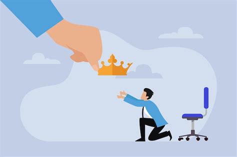 Premium Vector Big Hand Giving Golden Crown To Businessman
