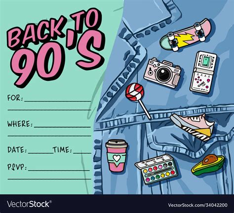 Retro 80s 90s Party Invitations Hip Hop Party Vector Image