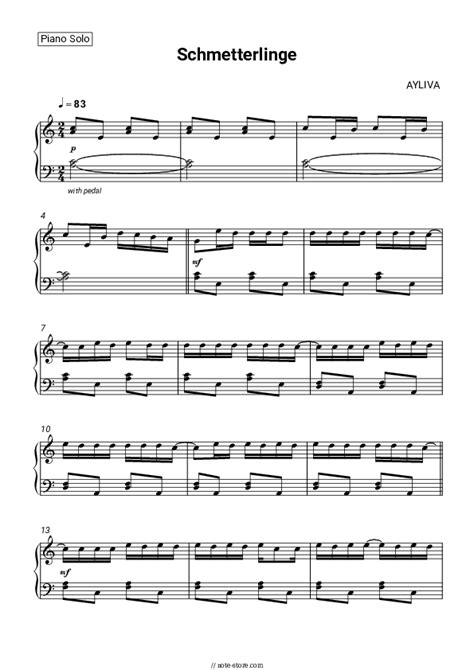 Schmetterlinge Piano Sheet Music Ayliva In Note Store Piano Solo