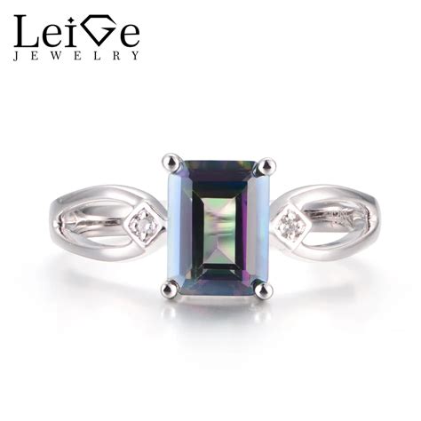 Leige Jewelry Topaz Engagement Rings Real Mystic Topaz Rings Rainbow