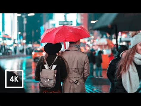 Walking In Heavy Rainstorm In NYC Umbrella Rain Binaural Sounds For